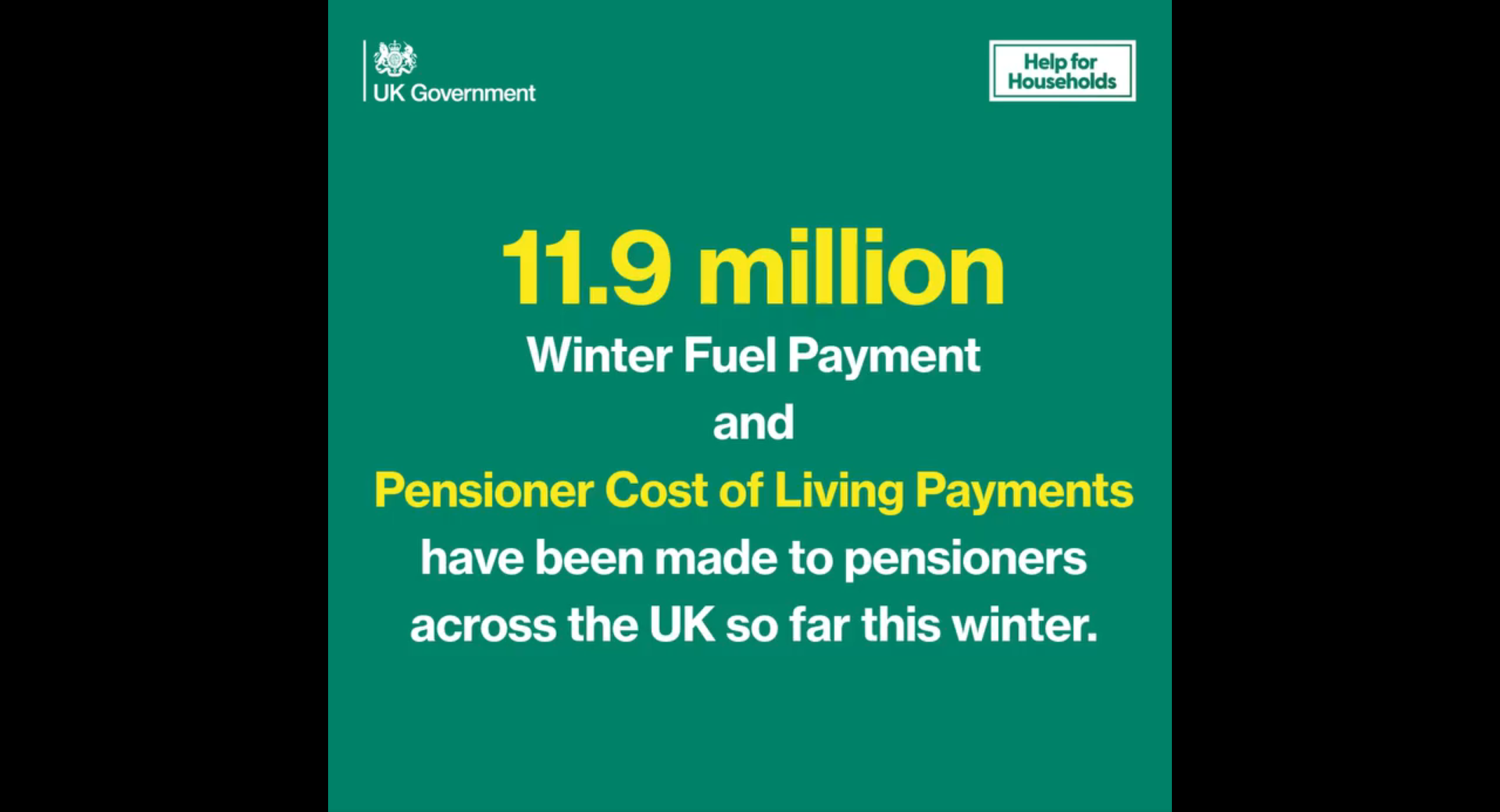 Nearly 12 million cost of living payments made to pensioners in run up